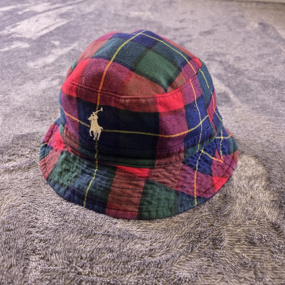 Polo Ralph Lauren Plaid Flannel Reversable Bucket Hat S/M Unisex